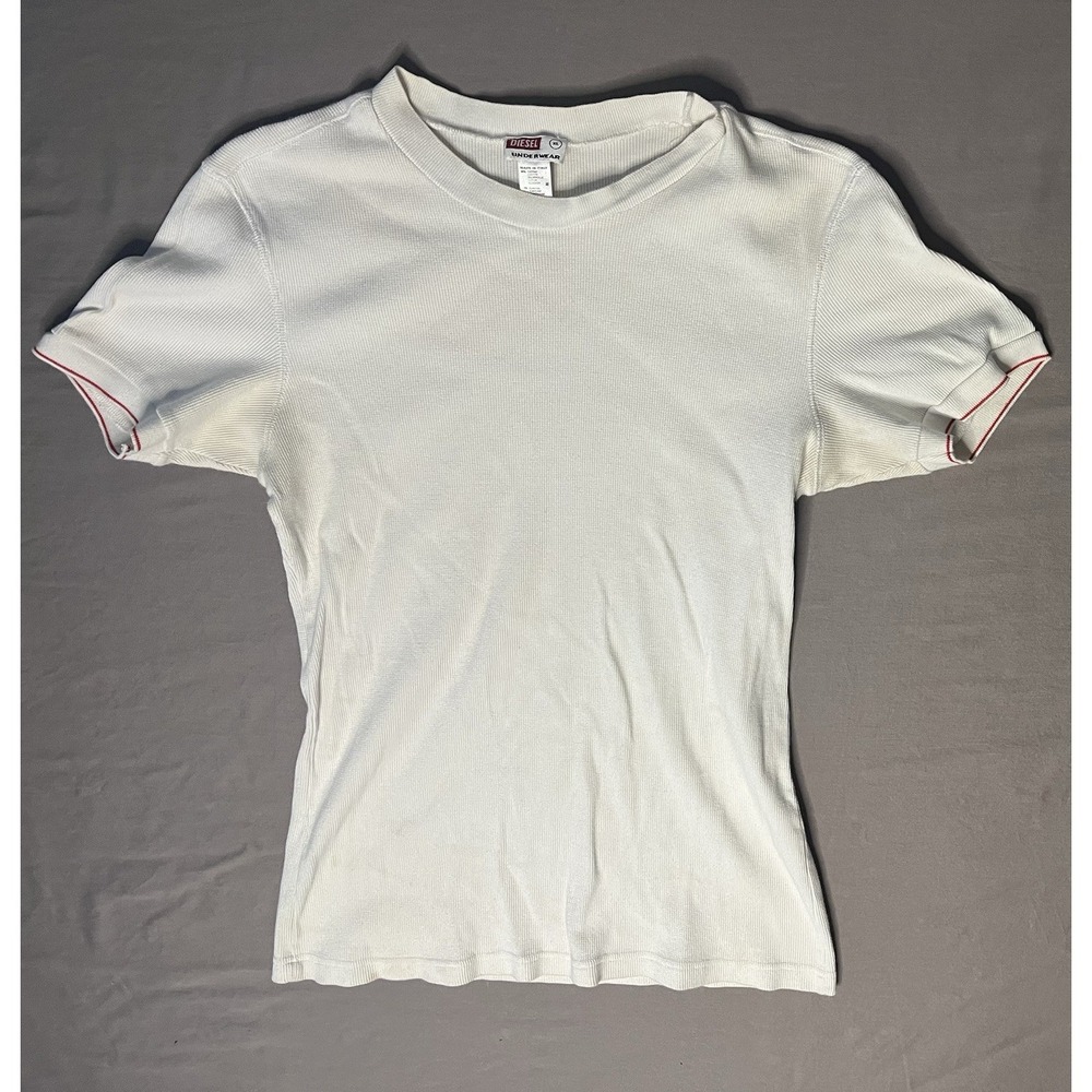 Diesel Underwear Thermal Compression Shirt Men's Size XL White Short Sleeve